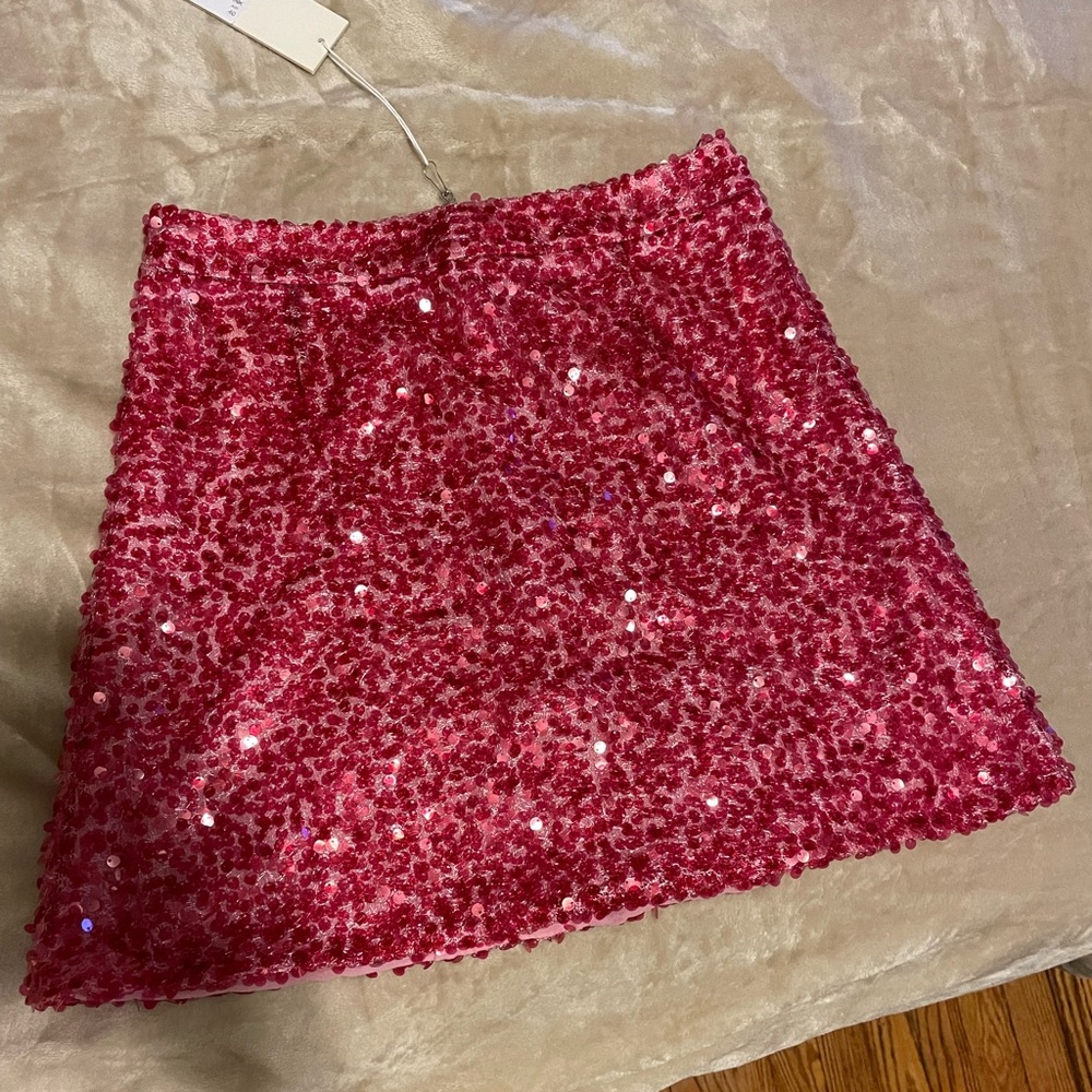 Walk of Shame pink sequin high waisted party skirt. NWT.